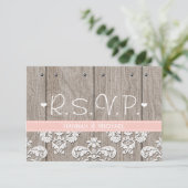 Rustic Pink Hydrangea Wedding RSVP-reactiekaart RSVP Kaartje (Staand voorkant)