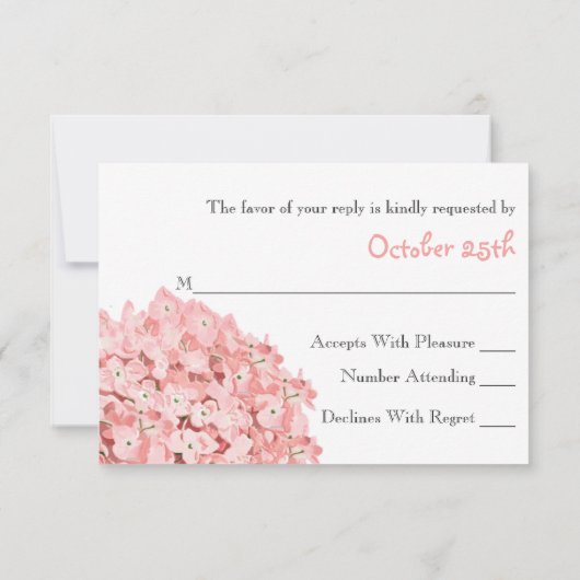 Rustic Pink Hydrangea Wedding RSVP-reactiekaart RSVP Kaartje (Achterkant)