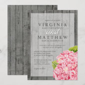 RUSTIC PINK HYDRANGEAS WEDDING INVITATION KAART (Voorkant / Achterkant)