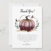 Rustic Pink Little Pumpkin Baby shower Bedankkaart (Voorkant)