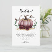 Rustic Pink Little Pumpkin Baby shower Bedankkaart (Staand voorkant)