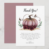 Rustic Pink Little Pumpkin Baby shower Bedankkaart (Voorkant / Achterkant)