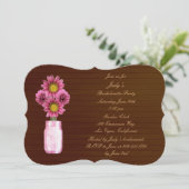 Rustic Pink Mason Jar Bachelorette Party nodigt ui Kaart (Staand voorkant)