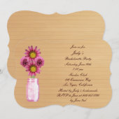 Rustic Pink Mason Jar Bachelorette Party nodigt ui Kaart (Voorkant / Achterkant)