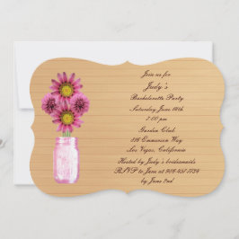 Rustic Pink Mason Jar Bachelorette Party nodigt ui Kaart
