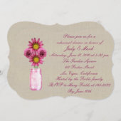 Rustic Pink Mason Jar Rehearsal Dinner Invitation Kaart (Voorkant / Achterkant)