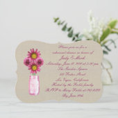 Rustic Pink Mason Jar Rehearsal Dinner Invitation Kaart (Staand voorkant)
