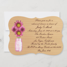 Rustic Pink Mason Jar Rehearsal Dinner Invite Kaart