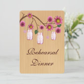 Rustic Pink Mason Jars Rehearsal Dinner Invite Kaart (Staand voorkant)