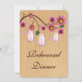Rustic Pink Mason Jars Rehearsal Dinner Invite Kaart (Voorkant)
