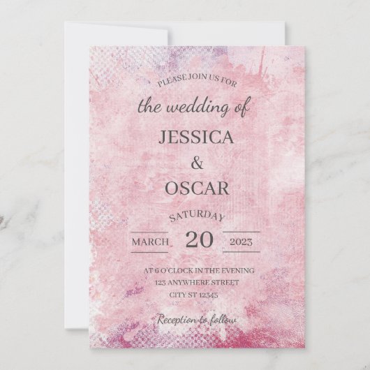 Rustic Pink Minimal Wedding Kaart (Voorkant)