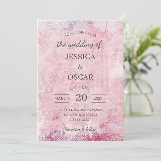 Rustic Pink Minimal Wedding Kaart (Staand voorkant)