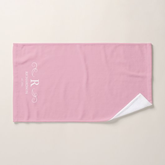Rustic Pink Monogram Handdoek (Handdoek)