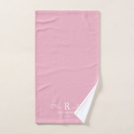Rustic Pink Monogram Handdoek