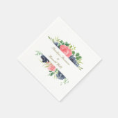 Rustic Pink Navy Roos Floral Lijst Aangepast huwel Servet (Hoek)