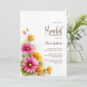 Rustic Pink Orange Floral Bridal Shower Kaart (Staand voorkant)