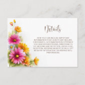 Rustic Pink Orange Floral Wedding Details Informatiekaartje (Voorkant)