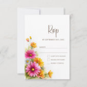 Rustic Pink Orange Floral Wedding RSVP Kaartje (Voorkant)