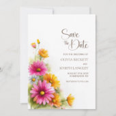 Rustic Pink Orange Floral Wedding Save the Date (Voorkant)