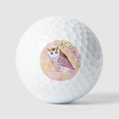 Rustic Pink Owl Monogram Name Golf Balls Golfballen (Voorkant)