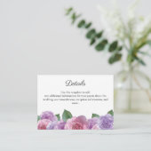 Rustic Pink Paars Roos Floral Wedding Details Informatiekaartje (Staand voorkant)