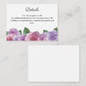 Rustic Pink Paars Roos Floral Wedding Details Informatiekaartje (Voorkant / Achterkant)