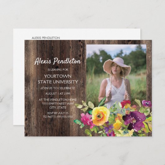 Rustic Pink Paars Yellow Trunk Party Dorm Shower Uitnodiging Briefkaart (Voorkant / Achterkant)