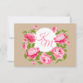Rustic Pink Peonies mason Jar RSVP-kaart RSVP Kaartje (Achterkant)