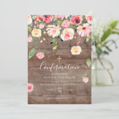 Rustic Pink Peonies Roos Floral Confirmation Kaart (Staand voorkant)