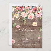 Rustic Pink Peonies Roos Floral Vrijgezellenfeest Kaart (Voorkant)