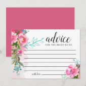 Rustic Pink Peony Floral Advieskaart (Voorkant / Achterkant)