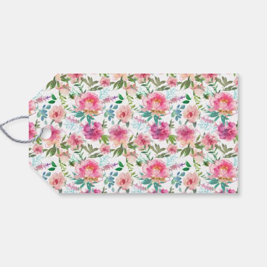 Rustic Pink Peony Floral Vrijgezellenfeest Cadeaulabel (Achterkant Horizontaal)