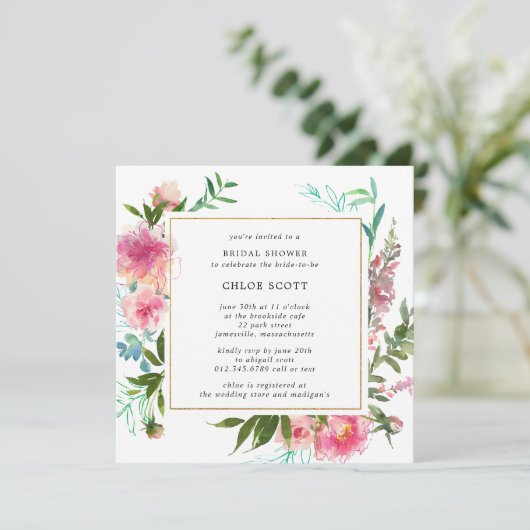 Rustic Pink Peony Floral Vrijgezellenfeest Kaart (Staand voorkant)