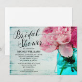 Rustic Pink Peony Mason Jar Vrijgezellenfeest Kaart (Voorkant / Achterkant)