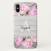 Rustic Pink Peony | Monogram Case-Mate iPhone Case (Achterkant)