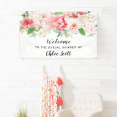 Rustic Pink Peony Vrijgezellenfeest Welkomstbanner Spandoek (Insitu)