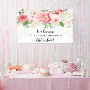 Rustic Pink Peony Vrijgezellenfeest Welkomstbanner Spandoek