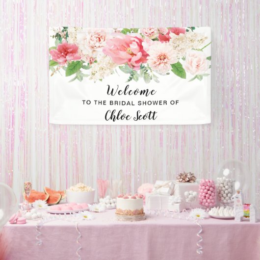 Rustic Pink Peony Vrijgezellenfeest Welkomstbanner Spandoek (Feest)