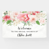Rustic Pink Peony Vrijgezellenfeest Welkomstbanner Spandoek (Horizontaal)