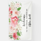 Rustic Pink Peony Vrijgezellenfeest Welkomstbanner Spandoek (Verticaal)