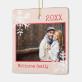 Rustic Pink Photo Ornament Snowflakes Monogram (Links)