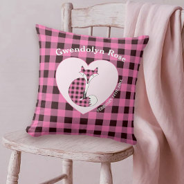 Rustic Pink Plaid Cute Fox Baby Kussen