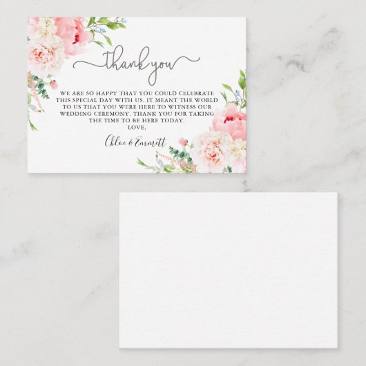 Rustic Pink Pony Floral Weddenschap Bedankt Plaatskaartje (Voorkant / Achterkant)