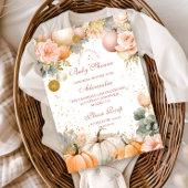 Rustic Pink Pumpkin Baby shower Kaart