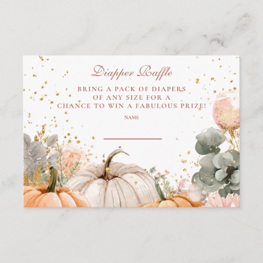 Rustic Pink Pumpkin Diapper Raffle Informatiekaartje (Voorkant)