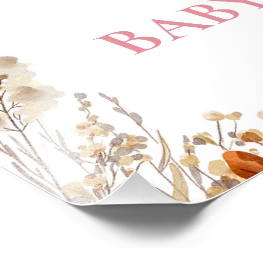 Rustic Pink Pumpkin Truck Baby shower Welkomstbord Foto Afdruk (Hoek)