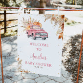 Rustic Pink Pumpkin Truck Baby shower Welkomstbord Foto Afdruk