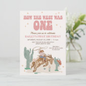 Rustic Pink Retro Hoe West was een 1e verjaardag Kaart (Staand voorkant)