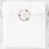 Rustic Pink Rose Floral First Community Ronde Sticker (Tas)