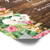 Rustic Pink Safari Animal Gift & Cards Baby Shower Poster (Hoek)